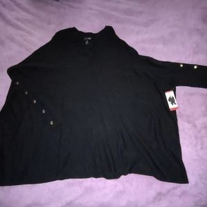 New with Tags! Women's Black Sweater with Batwing Sleeve and Gold embelimenst